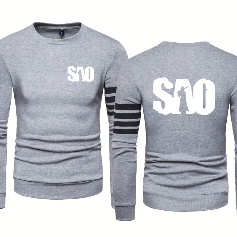 Свитшот мужской с принтом Сан-меч Повседневный хлопковый пуловер прострочкой