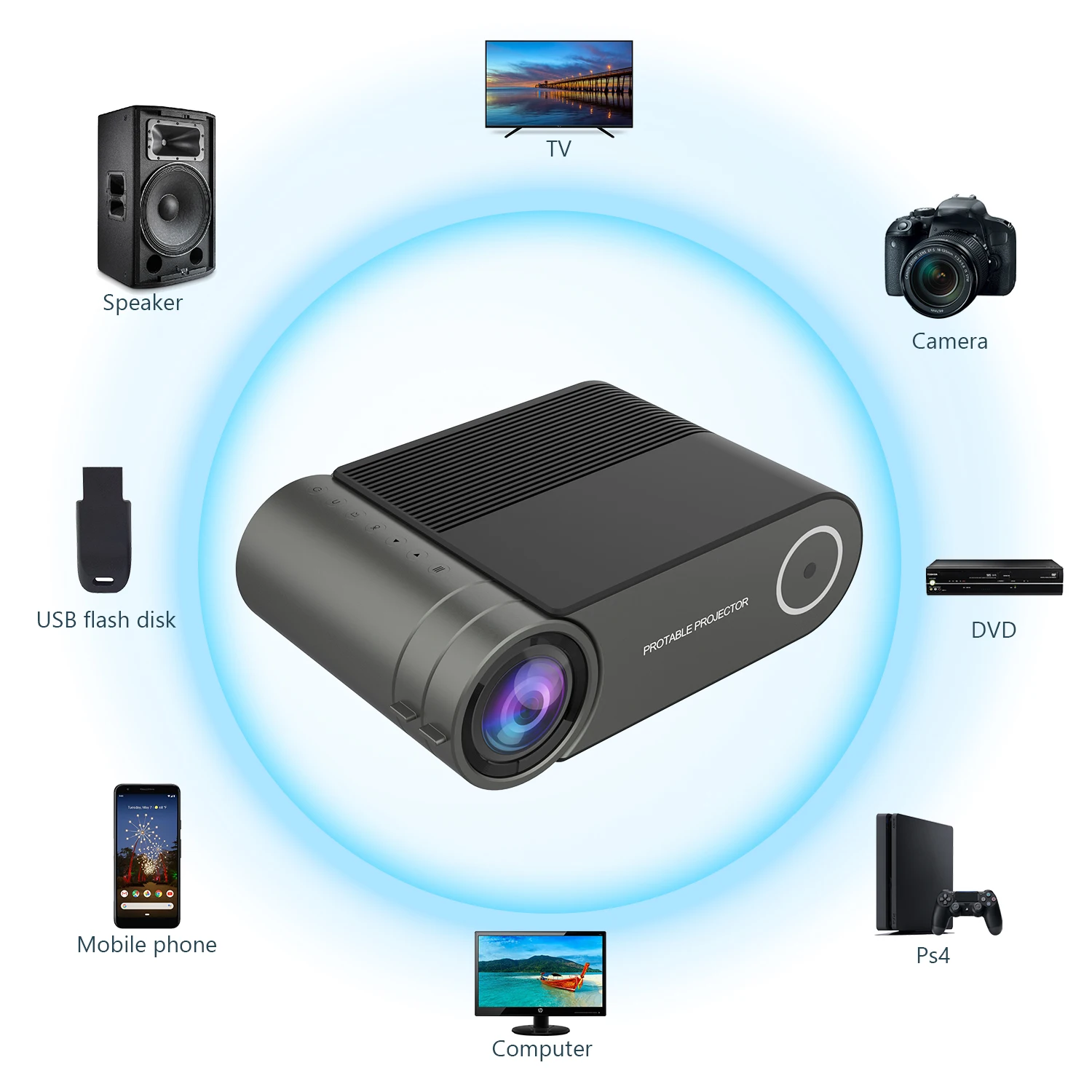 720P портативный светодиодный мини-проектор HD для 1080P беспроводной WiFi многоэкранный видеопроектор с инфракрасной функцией дистанционного управления