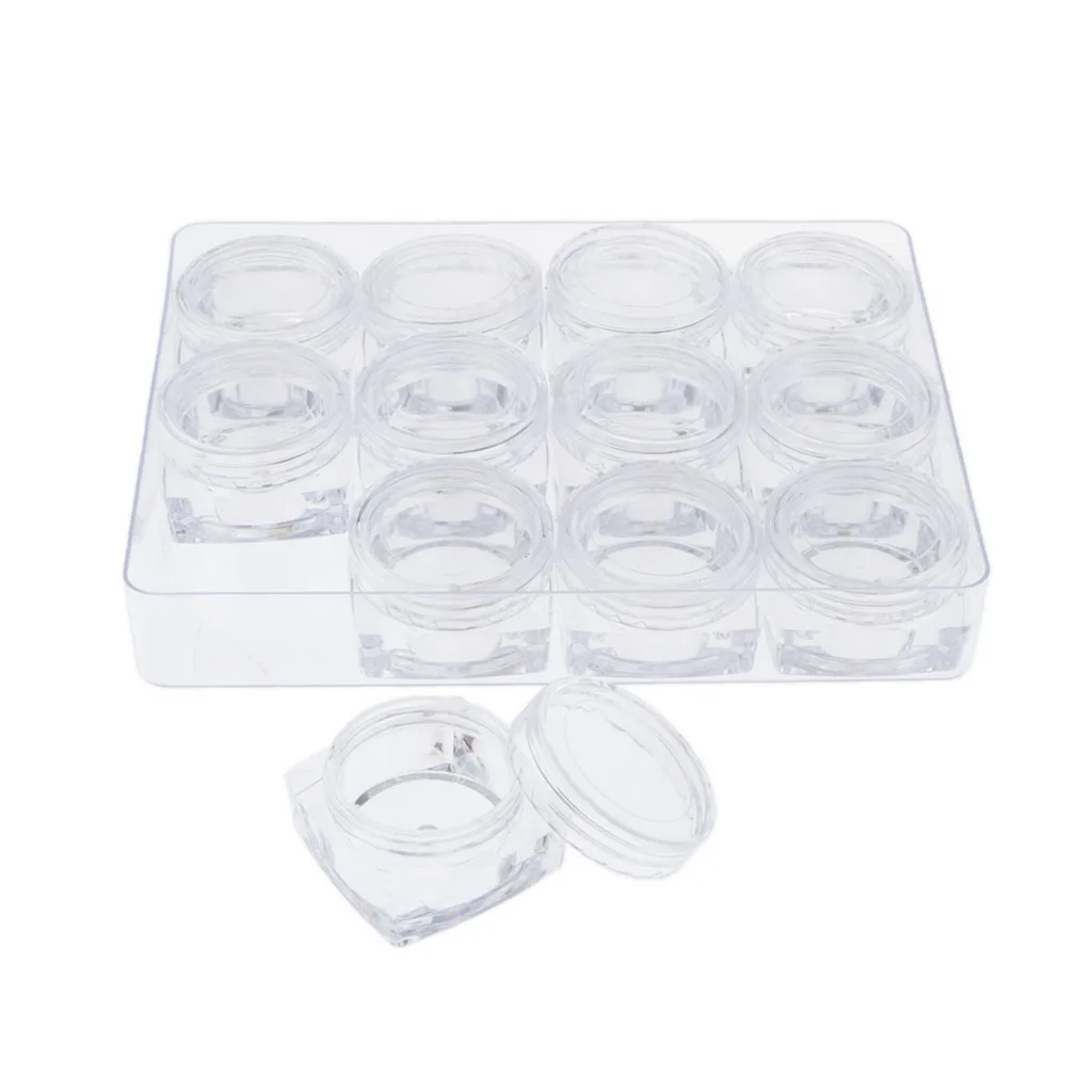 

12 шт камней, прозрачный контейнер для хранения бисера Pill нейл-арта Чехлы Мини органайзер