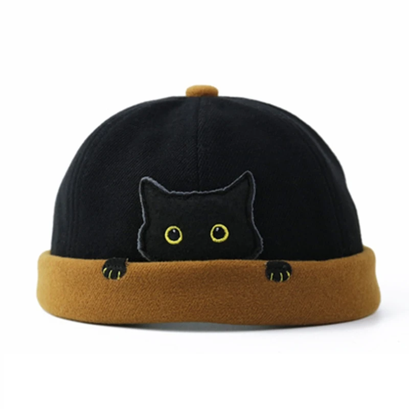 

winter hat for women hip hop yuppie landlord hat cat without eaves curling retro trend beanie hat hit color street melon hat