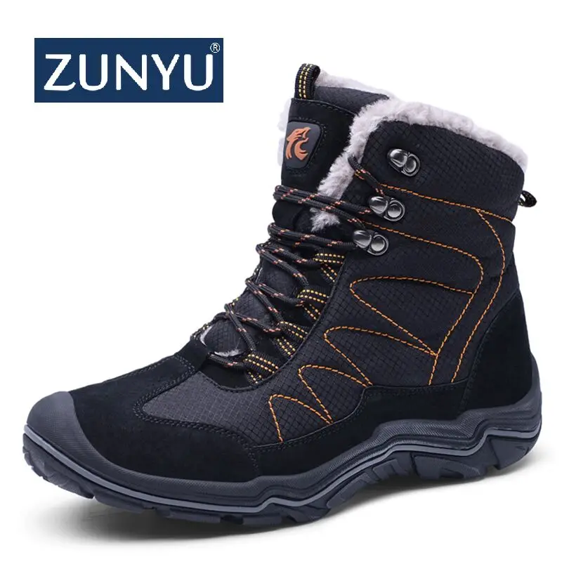 Супер теплые мужские ботинки ZUNYU зимние на платформе для мужчин толстая плюшевая