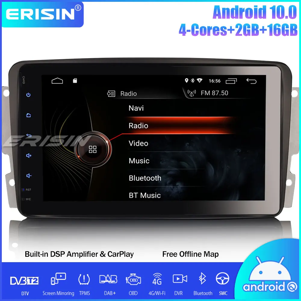 Erisin 4289 DAB + Android 10 автомобильный стерео Автомагнитола 4G USB Wifi CarPlay для Mercedes Benz C/CLK/G