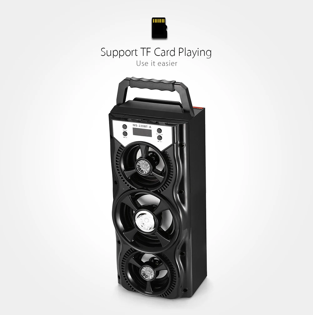 GBTIGER MS-220BT Bluetooth динамик с fm-радио AUX USB TF слот для карты портативный Bluetooth динамик с светодиодный подсветкой