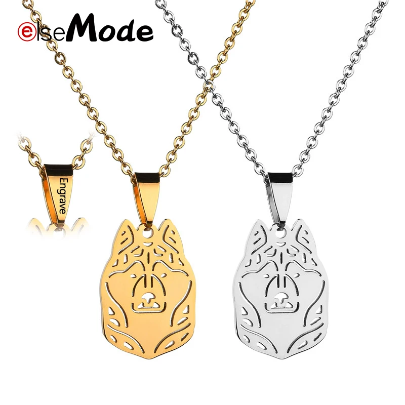 ELSEMODE Милая ожерелье с подвеской в виде головы овчарки из нержавеющей стали