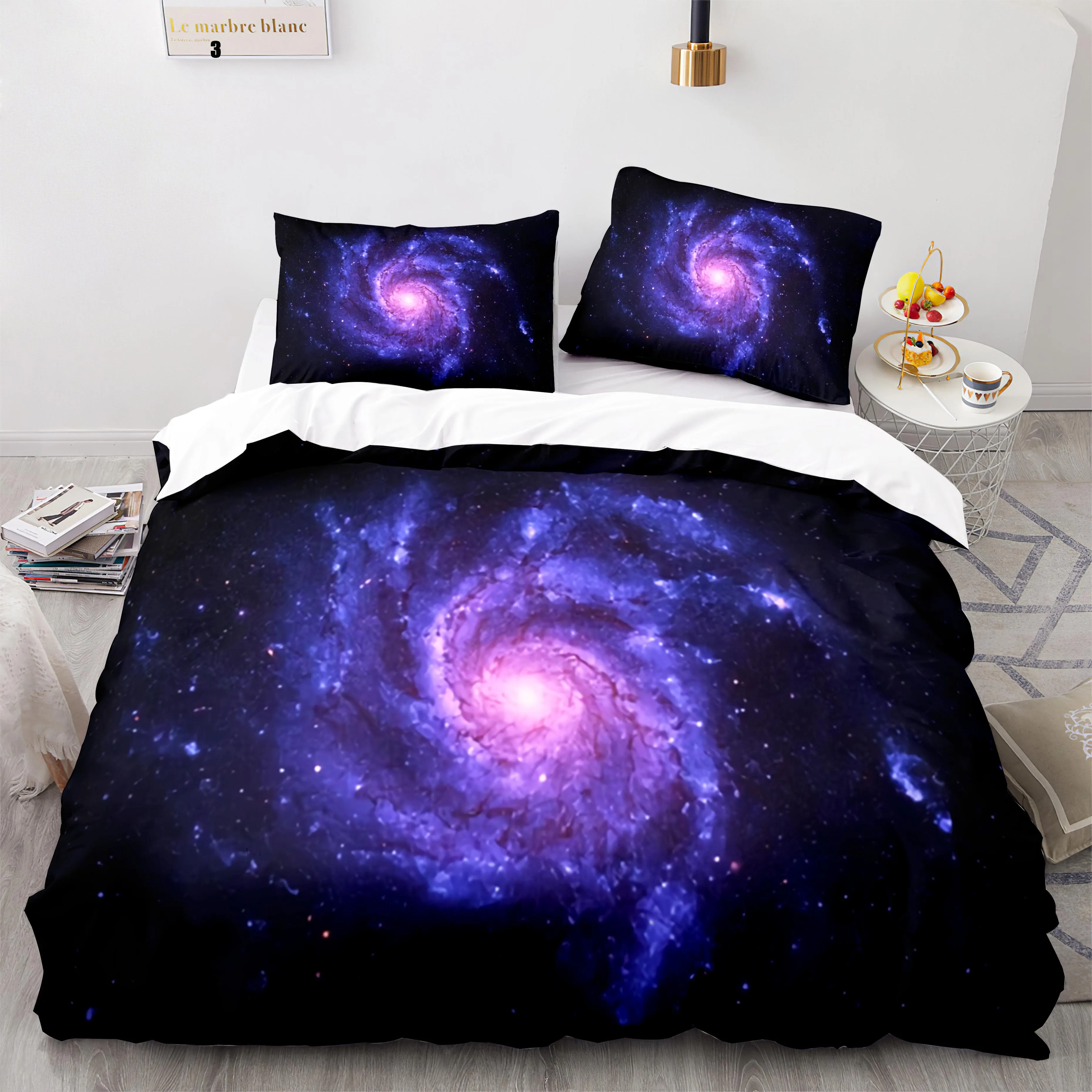 

Nwe Space Galaxy Aurora Sunset Glow Bedding Set Single Twin Full Queen King Size Sky Stars Tree Bed Set Aldult Kids Duvetcover