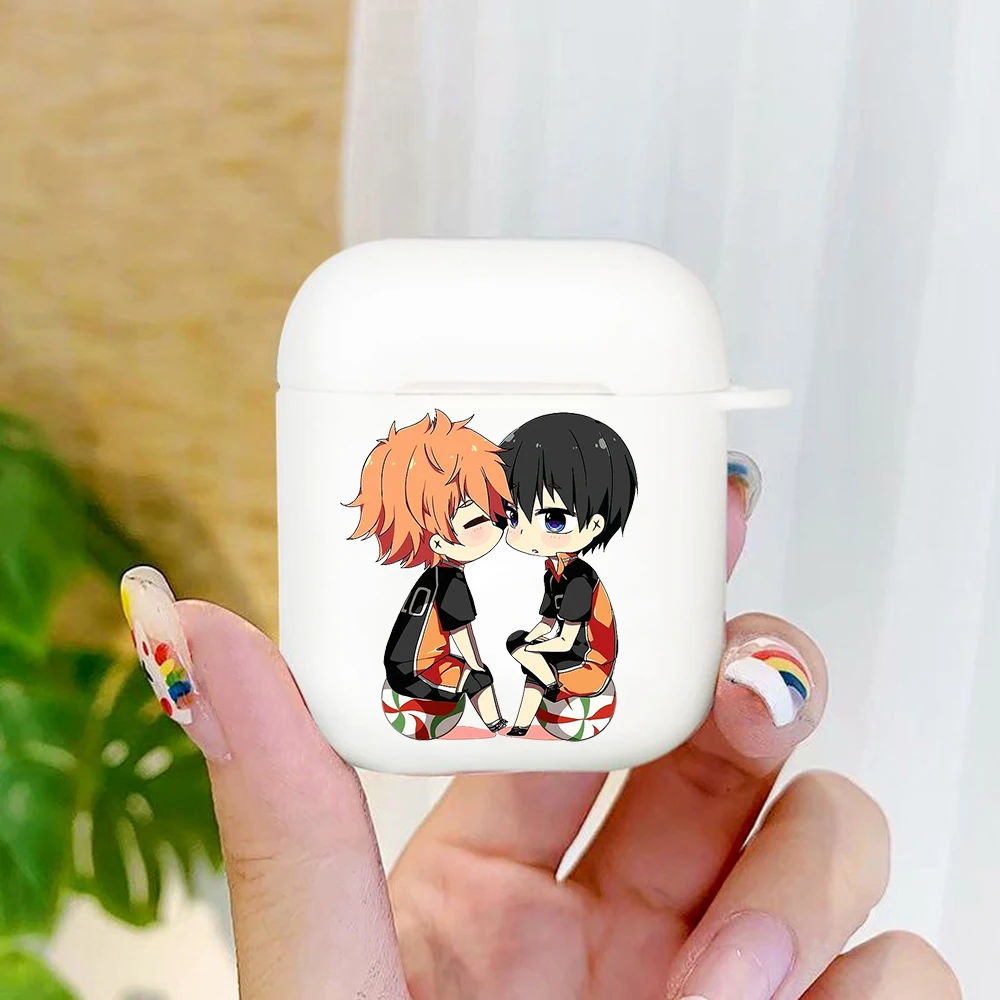 

syouyou Haikyuu Hinata Attacks Anime cartoon Earphone Case for apple Airpods 1 2 white silicone Cover Blutooth Earphone box CASE