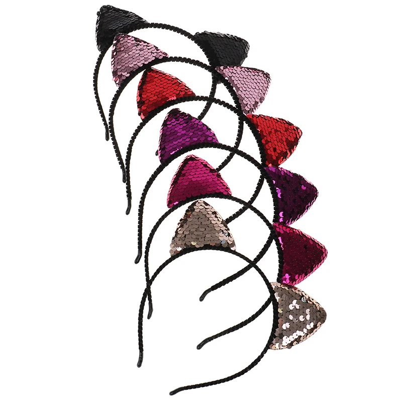 Девушки блесток ободки с кошачьими ушками ручной работы ободок для волос женщин