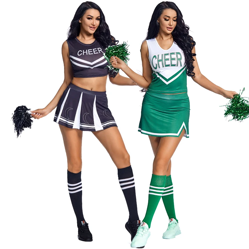 

Carnival High School Girl Themed Cheerleader Uniform Costume Crop Top Mini Skirt Sports Competition Cosplay Fancy Party Dress