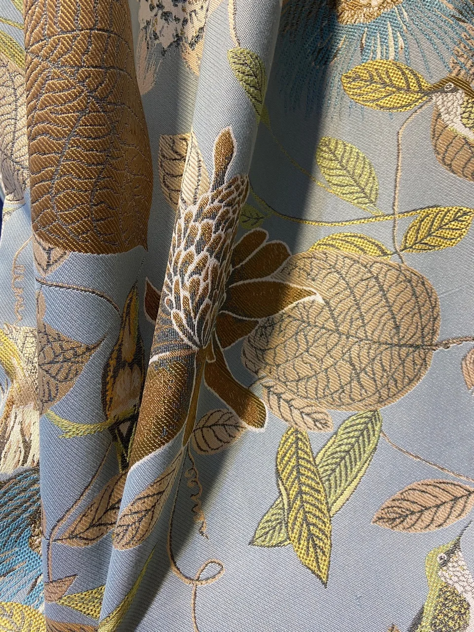 

French Curtains Thick Cotton and Linen Yarn-dyed Rural Green Simple Curtains for Living Dining Room Bedroom