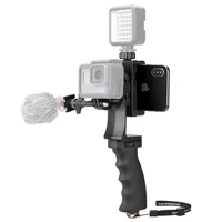 2in1 action camerasmartphone syn video kit hand grip stabilizer camcorder handle mount vlog rig holder for gopro sonyiphone