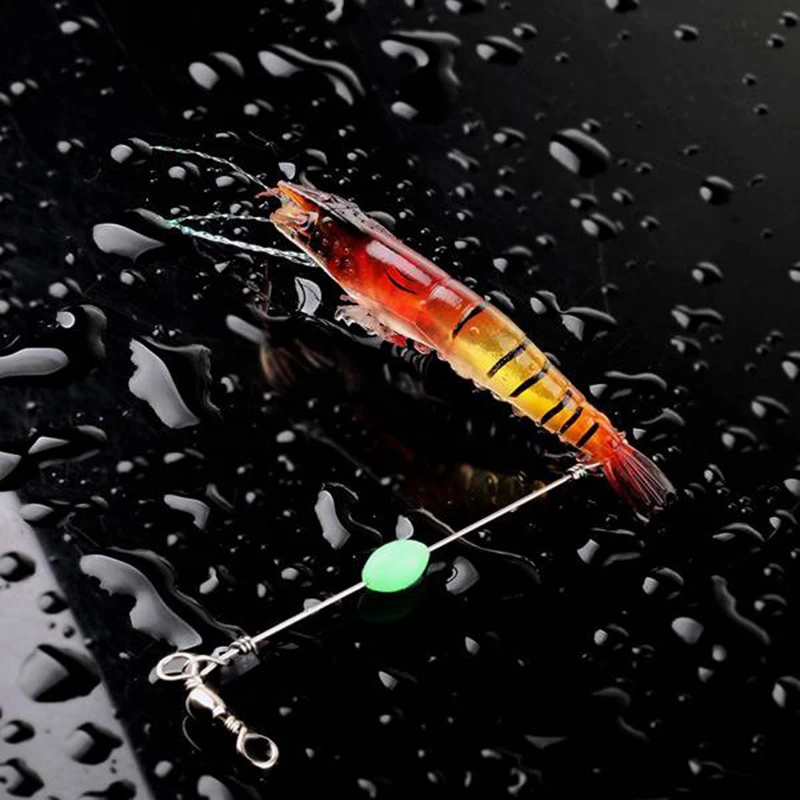 

12 Pcs Soft Bait Shrimp Bait 6 Colors Soft Bait Shrimp Fishing Bait with Pointed Hook Night Fishing Bait for Trout Bass