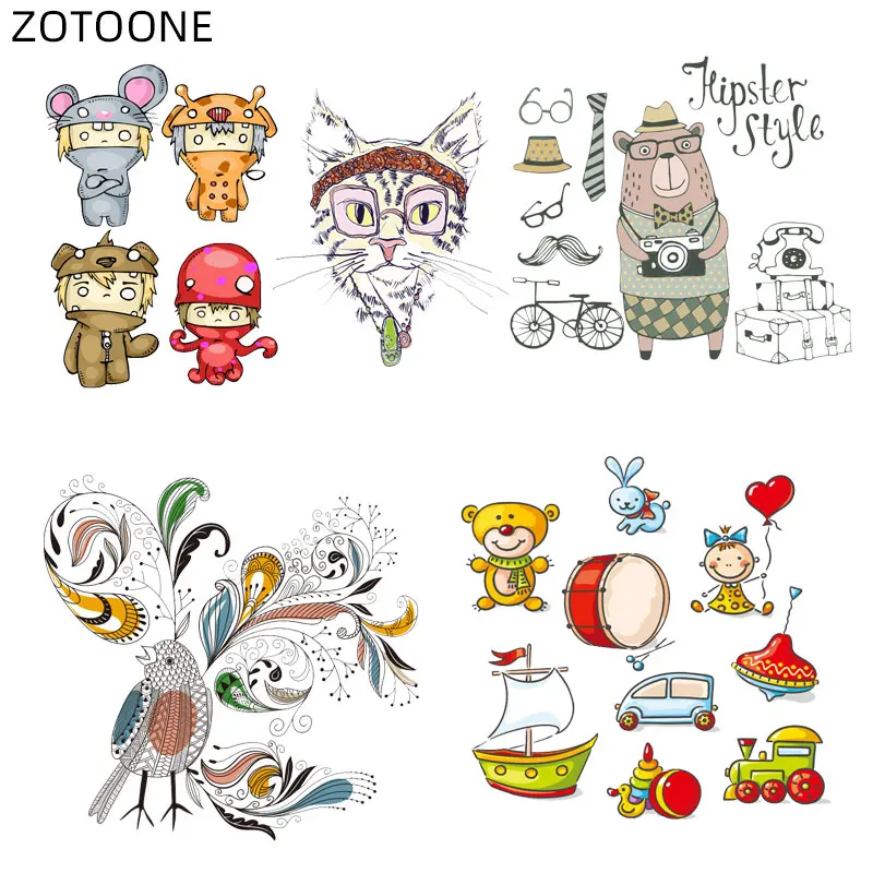 Наклейка для одежды нагревательная аппликация &quotсделай сам&quot кот медведь