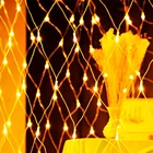 Светодиодная сетчатая Гирлянда-занавеска, Рождественская гирлянда для ЕССША, свадьбы, Нового года, уличное украшение для сада, 1,5x1,5 м, 96 светодиодов