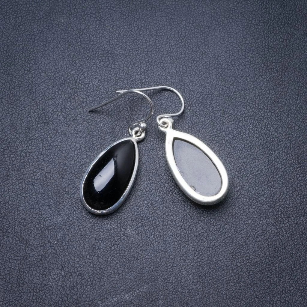

Natural Black Onyx Handmade Unique 925 Sterling Silver Earrings 1.25" Y2912