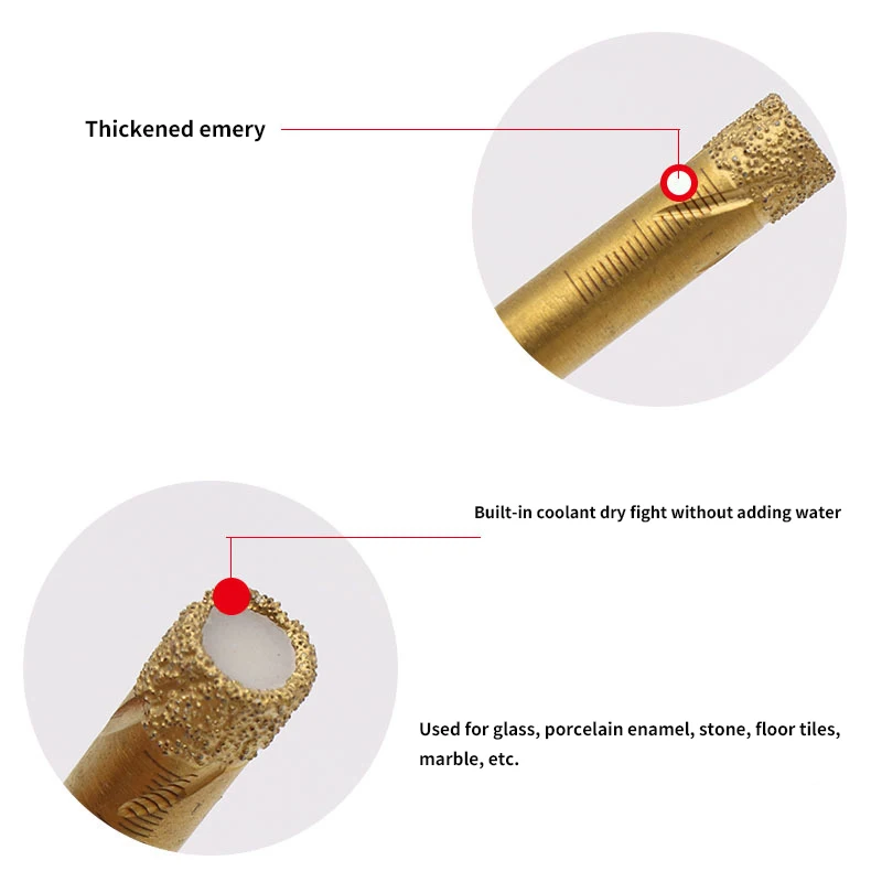 4Pcs/Set Dry Diamond Drill Bits For Porcelain Granite Tile Glass Ceramics Marble 6Mm-12Mm | Инструменты
