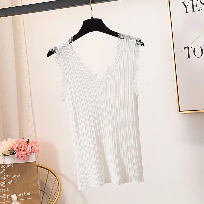 Женская универсальная трикотажная рубашка из ледяного шелка жилет без рукавов с