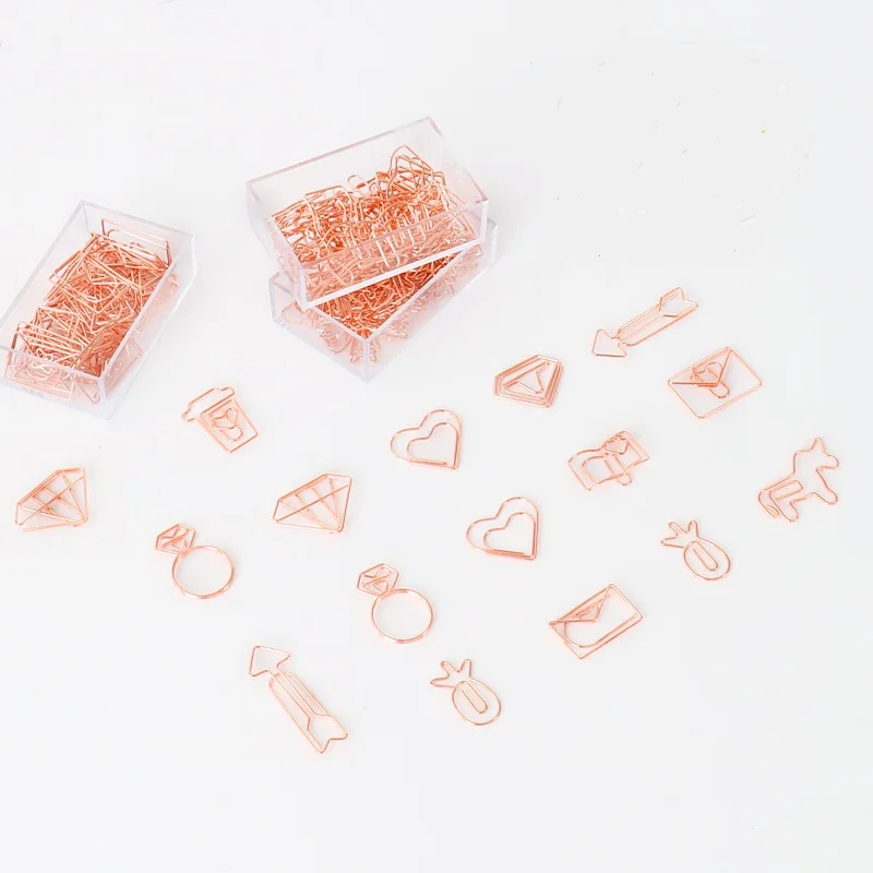 Металлические зажимы для бумаги в форме сердца розовое золото|Скребки| |