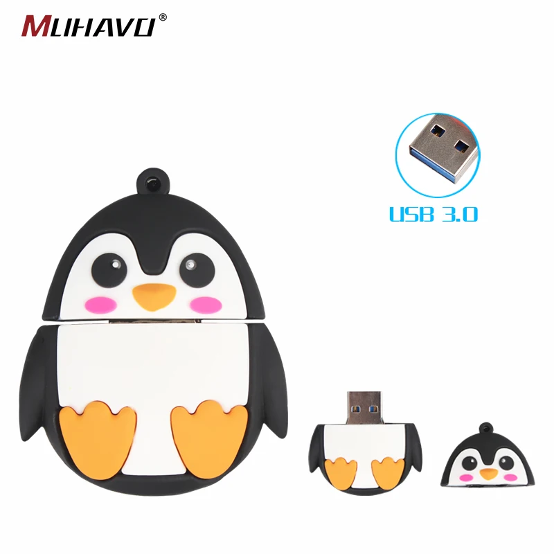 Usb флеш накопитель 3 0 128 ГБ 64 милая мультяшная usb флешка 32 пингвин лиса стильный 16 8