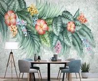 custom mural wallpaper 3d hand painted nordic tropical plants flowers and birds flower murals