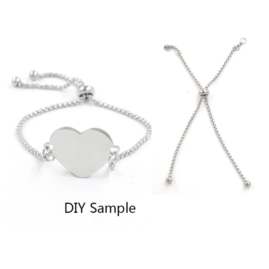 3 Pieces Stainless Steel Adjustable Bolo Chain Bracelets 11.5cm Slider with Stopper Bead Bangle for DIY Jewelry Making - купить по