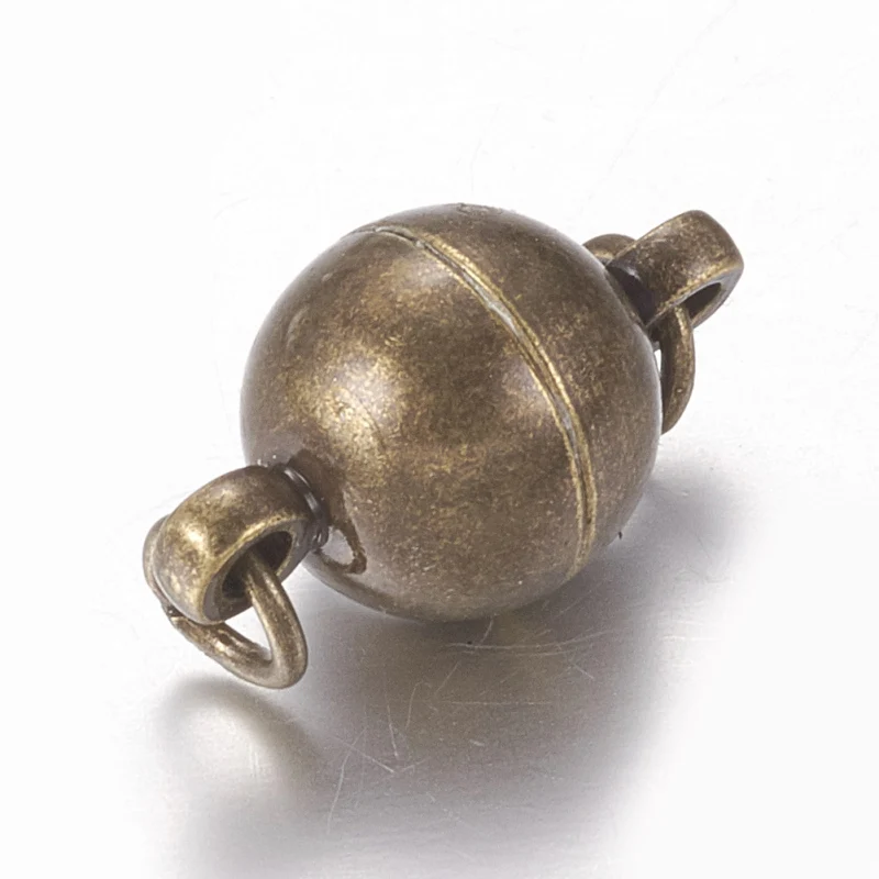 Antique Bronze 50 набор латунные Магнитные застежки круглые, серебряные, 14x8 мм, отверстие: 2 мм - Цвет: Antique Bronze