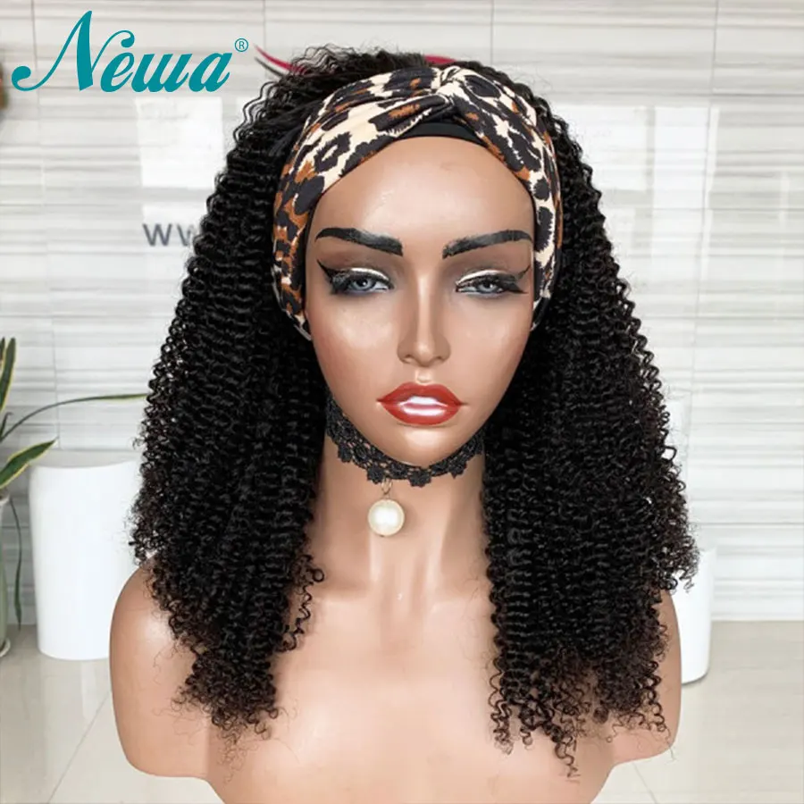 Newa волосы парик с головной повязкой человеческие кудрявые парики из натуральных