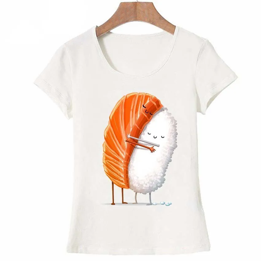 Новинка 2020 летняя модная женская футболка Милая с рисунком суши повседневные