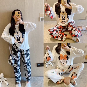 Пижама женская весенне-осенняя с длинным рукавом и принтом маргариток