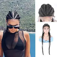Synthetic Lace Front Wig Braided African For Black Women 32inches Box Braid Natural Dark Burgundy Blonde Wigs Twist wig