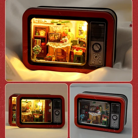 DIY Roombox деревянный кукольный домик комплект миниатюрный с мебелью Casa Radio Roombox вилла кукольный домик игрушки для взрослых рождественские подарки