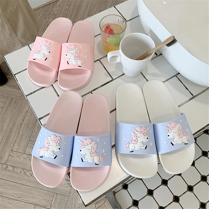 

Unicorn slippers summer ladies cute indoor slippers non-slip beach sandals girls home shoes baby flip flops women shoes