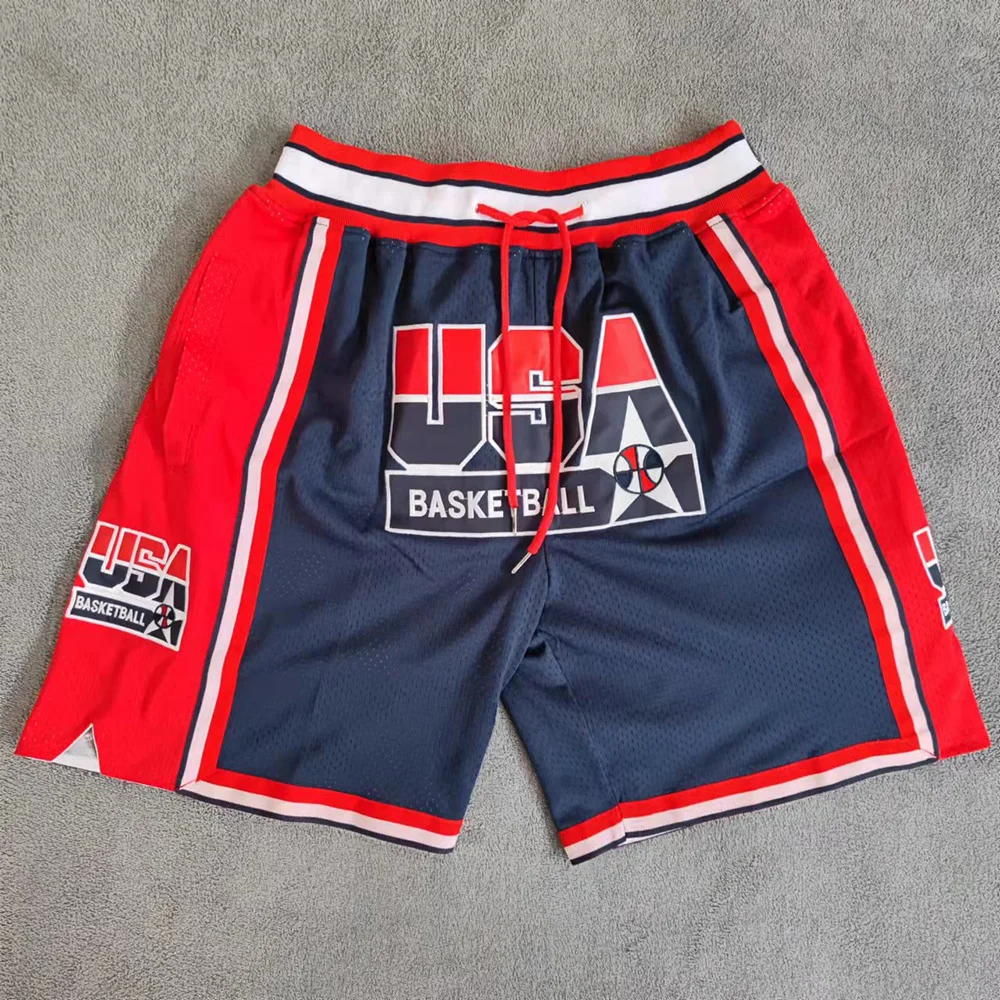 MM MASMIG Navy 1992 США Команда мечты вышитые баскетбольные шорты с карманами - купить по