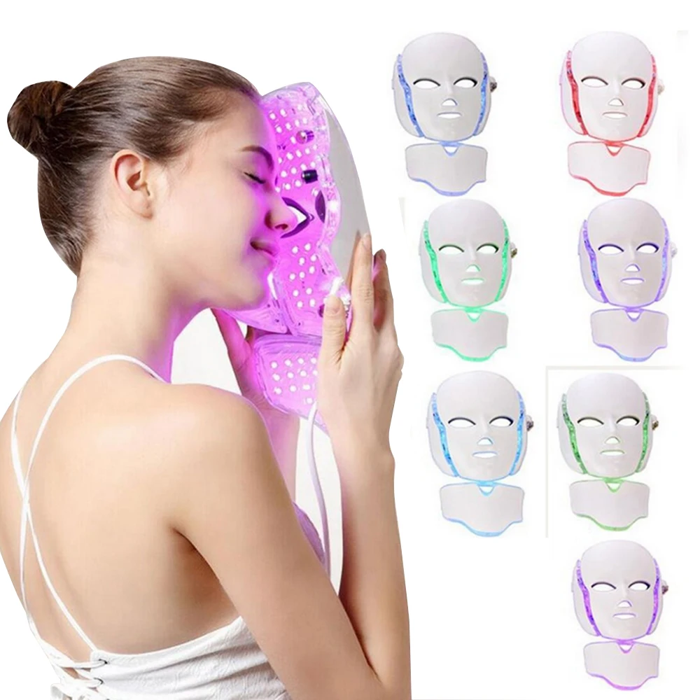 

Face Instrument Facial Mask Photon Therapy 7 Color LED Neck Skin Rejuvenation Anti Acne Wrinkle Beauty Treatment Salon Home Care