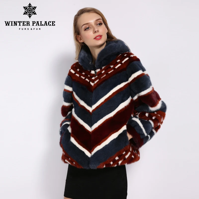ЗИМНИЙ ДВОРЕЦ 2019 Новая зимняя норковая шуба с капюшоном из импортного бархатного
