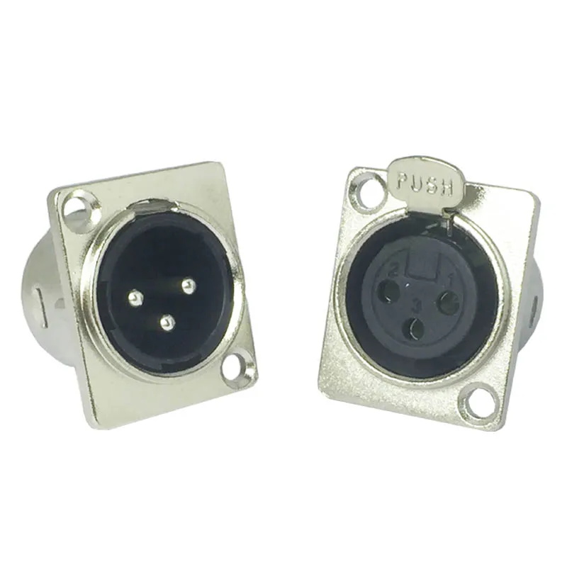 10 шт./лот XLR разъем 3 Pin Мужской/Женский XLR Панель Крепление никелированный XLR штекер Jack провода разъем