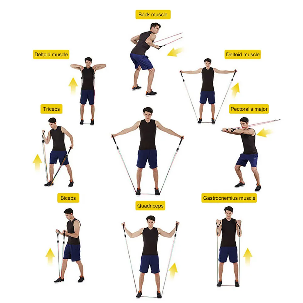 11 шт./компл. тянущаяся веревка для мужчин оснащение фитнеса Мужская футболка 100