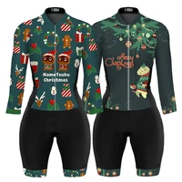 christmas cycling jumpsuit little monkey triathlon coverall long sleeve bicyle jersey set riding clothing bike mtb skinsuit suit