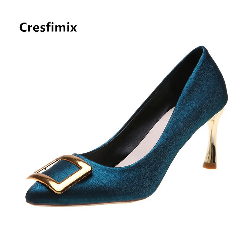 Cresfimix/женские модные золотистые вечерние туфли на высоких каблуках высокого