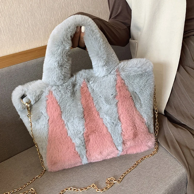 

Women Handbags Plush Tote Bag Chain Bags for Girls Fluffy Bag Fashion Woman Shoulder Bags Crossbody Bag