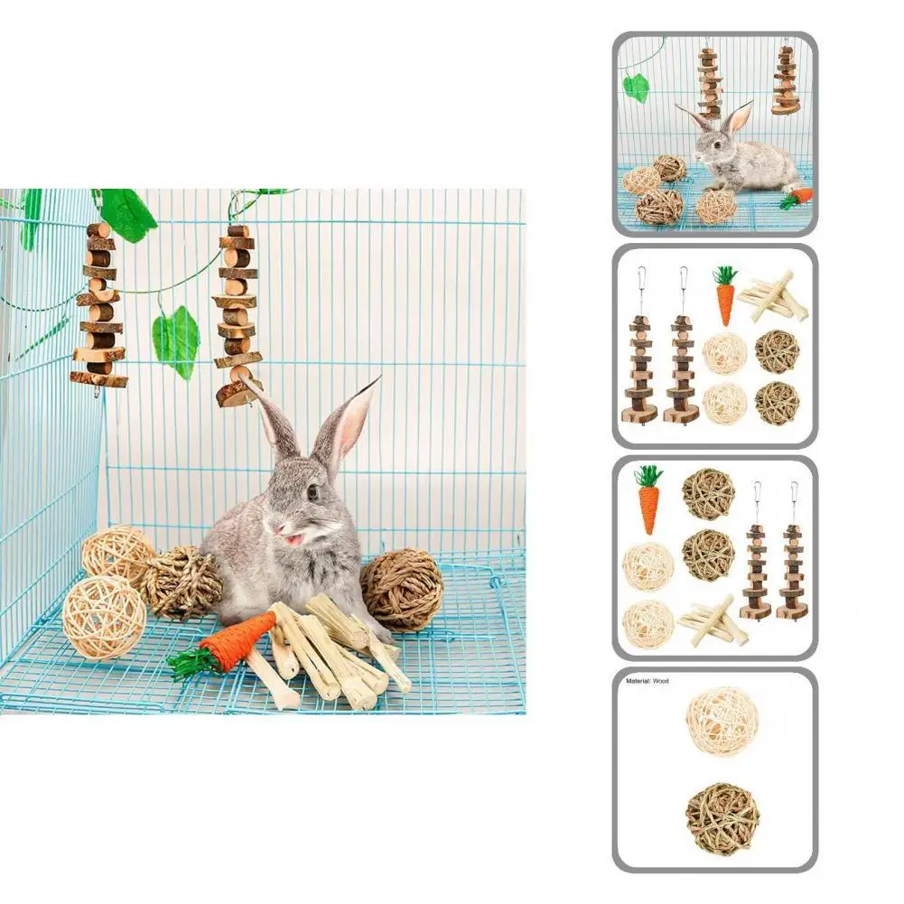 

8Pcs/Set Effective Rabbit Toy Healthy Attractive Multi-piece Guinea Pig Hamster Toy Kit