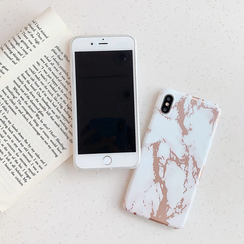 Rose Gold Marble Phone Case for Iphone 7 8 6 6s Plus Protective TPU Back Cover XR X XS 11 Pro Max Cases |
