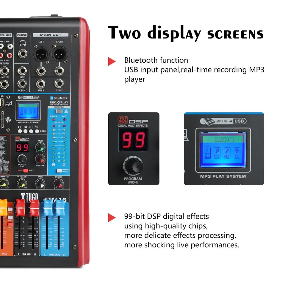 16-канальный профессиональный звуковой микшер аудио XTUGA FTM16 встроенный 99 бит DSP
