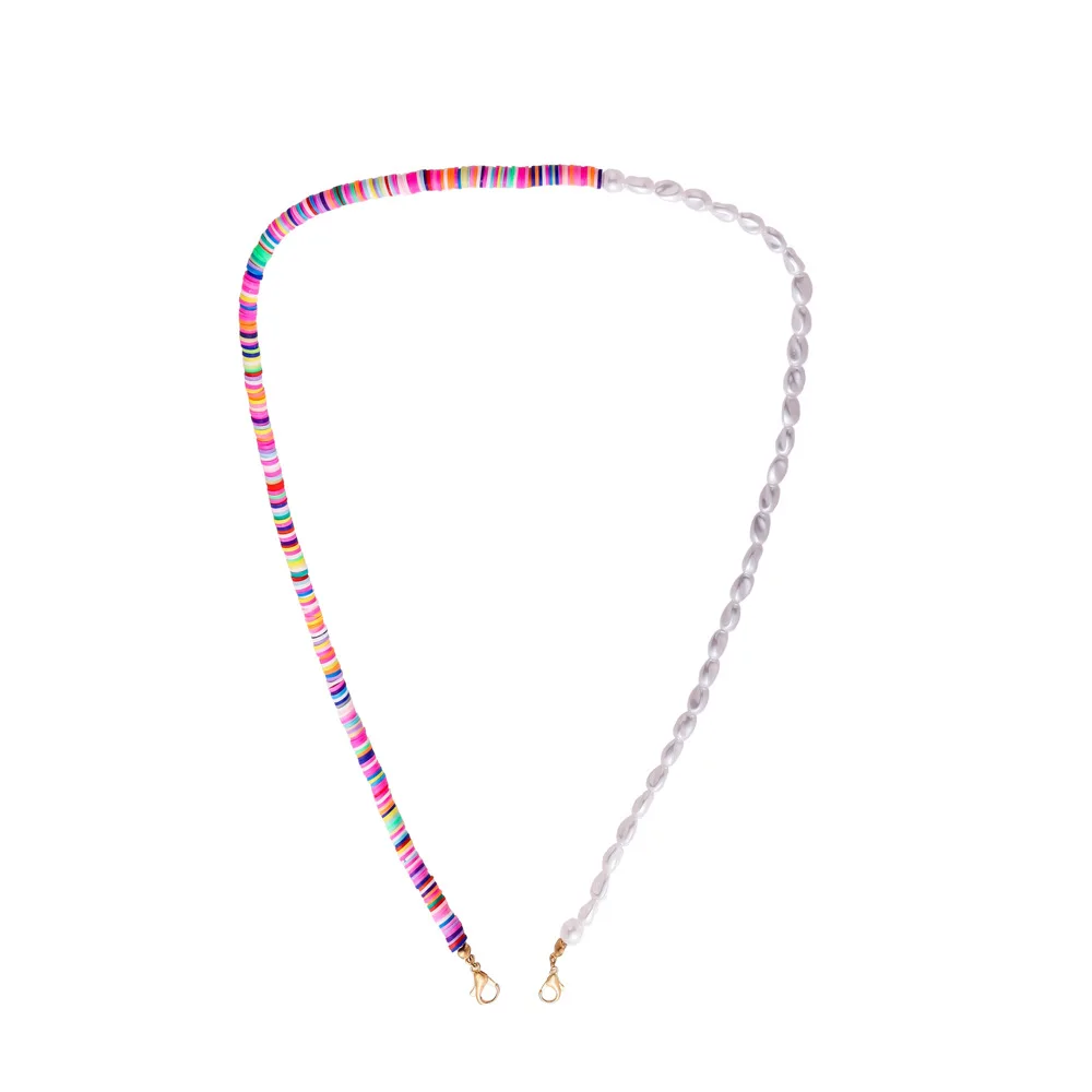 

Multicolored Soft Pottery Glasses Chain Asymmetrical Mask Chain