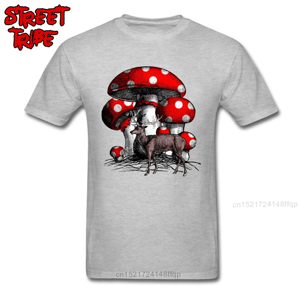 Мужские футболки 3D топ олень и гигантский гриб простой стиль футболка 100% хлопок