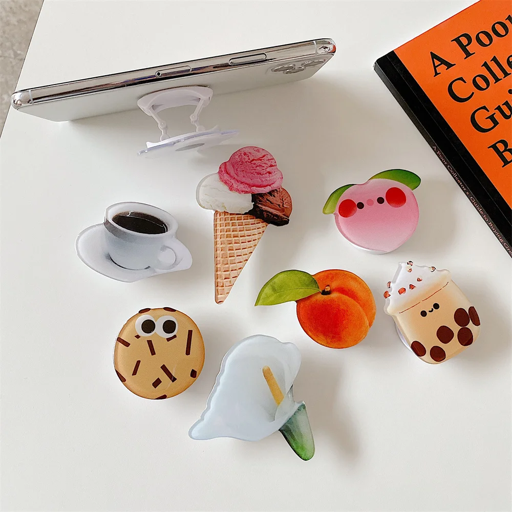 

Epoxy Fold Expanding Phone Stand Holder Finger Ring Grip 3D Cute Fruit Universal Holder Stand Griptok for IPhone Samsung Huawei