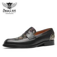 desai male loafer top quality lofers shoes men otiginal genuine leather fashion italian casual chinese style embroidery 2021