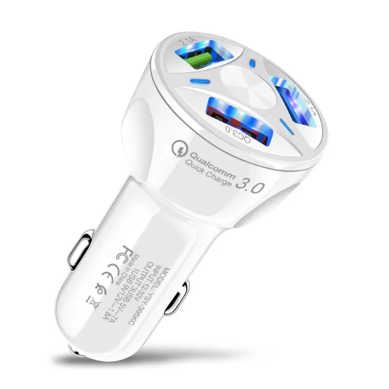 

One for Three QC 3.0 Car Phone Charger 3.1A Three Port USB Stable Fast Car Charging Head Quick Charge Converters