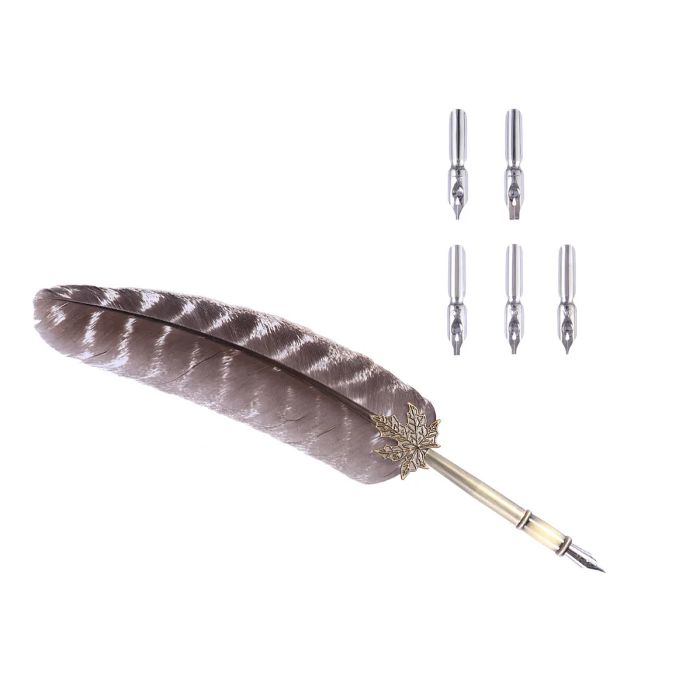 

Feather Pen Set Creative Retro Beautiful Feather Decor Pen for Store Wedding Party (Pattern Four)