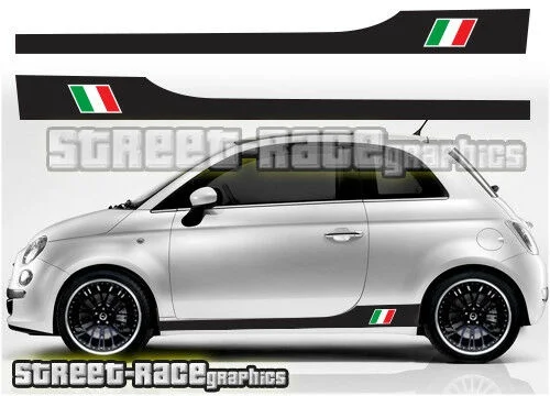

For x2 Fiat 500 side racing stripes 017 Italian Flag decals vinyl graphics stickers