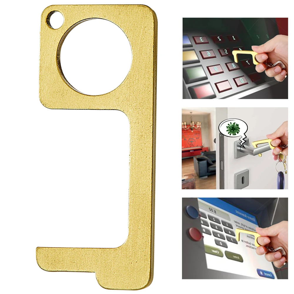Брелок для ключей из чистой латуни не прикасающаяся вешалка инструмент